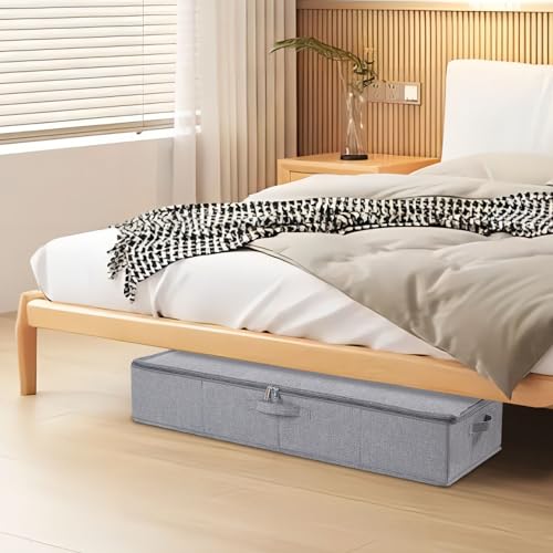 Under Bed Storage Container, 23.6 x 11.8 x 5.9 Inch Clothes Organizer, Storage Bin With Lid With Handles for Blanket, Pillows, Shoes, Grey, 1 Pack - color: Grey, size: 23.6x11.8x5.9in(1-Pack)