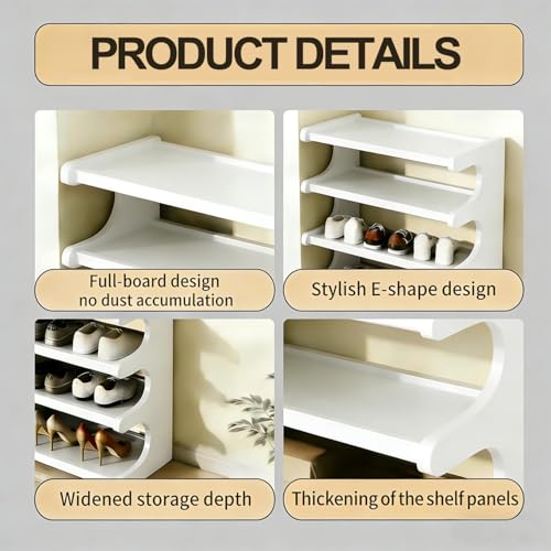 39" Bamboo Shoe Rack - Vertical Shoe Organizer Rack for Small Space, Narrow Shoe Tower for Closet, Entryway, Corner, Tall Shoe Shelf with Removable Shelves, Flexible Storage Shelf for Saving Space - color: White