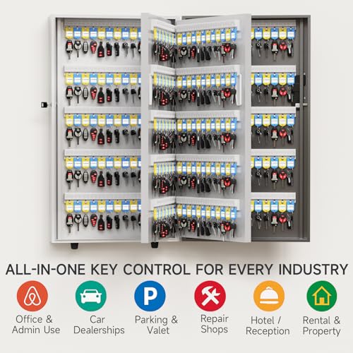 360-Key Smart Key Lock Box Wall Mount – Commercial Key Cabinet with App, Keypad, Bluetooth & WiFi Unlock (Sold Separately), Access Log Tracking, Key Management System for School, Office - size: 360 keys(Smart)