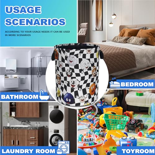 Ball Laundry Basket Oxford Cloth Funny Various Types Of Balls Laundry Hamper With Handle Foldable Portable Clothes Storage Basket 18.9 X 16.5 Storage Bag For Laundry Room/Bathroom/Bedroom/Dormitories - color: Funny Ball
