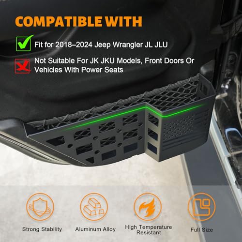 MAIKER Metal Rear Door Storage Box Compatible with 2018-2025 Jeep Wrangler JL JLU 4XE & 2020-2025 Gladiator JT, Insert Organizer Box Pockets for Replace Sagging Nets, 2PCS(Black) - size: JL/JT Rear