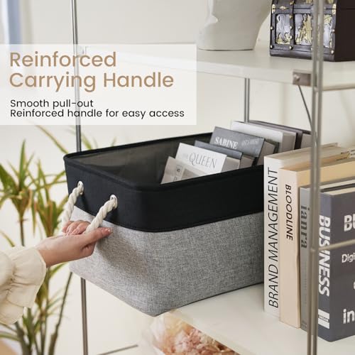 Large Storage Baskets- 15.7x11.8x8.26 inch Storage Bins for Shelves and Closet Organizing, Foldable Fabric Bin for Home Organization Clothes and Laundry (3-Pack, Black&Gray) - color: Black/Gray-3P, size: 15.7inX11.8inX8.26in-3P