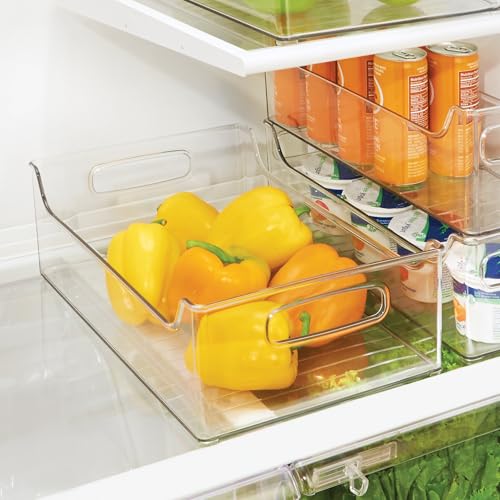 iDesign Stackable Clear Plastic Storage Bin, Kitchen Organizers for Fridge, Cabinet, or Pantry, 4-Pack - size: 14 x 10 x 5, style: Pack of 4