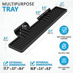 ZAPPOWARE Kitchen Sink Narrow Silicone Holder Tray 17.7"x3.1", Vanity & Bathroom Organizer, Black, Heat-Resistant Mat - color: Black, size: 17.7" x 3.1" x 0.4"