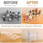 10 Pack Acrylic Spice Rack Organizer for Cabinet(10.8"~12.4"L), 5 Size Seasoning Organization with Non-Slide Silicone Pads, Clear Shelf Riser Storage Can & Cup for Kitchen Countertop, Cupboard, Pantry