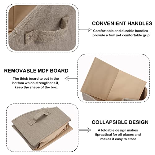 Morezi Linen-cotton blend dog toy basket and dog toy box, dog toy basket storage - Perfect for organizing pet toys, blankets, leashes, chew toys - Khaki Stripe - Dog - color: Dog Khaki Stripe