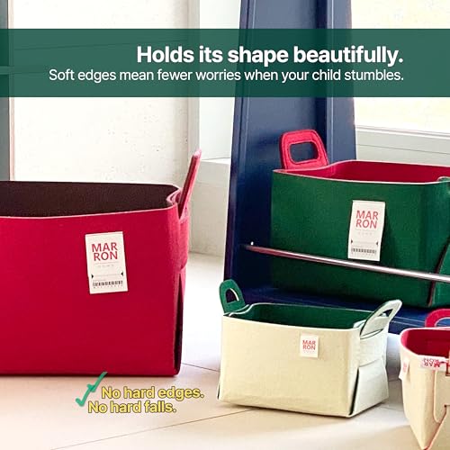 Collapsible Felt DEEPGREENRED Storage Bin Small 7.1"x5.1"x5.1" – Foldable Basket with Handles for Closet, Storage, Laundry Room Organization, Decorative Storage Baskets for Shelves - color: DEEPGREENRED, size: SMALL