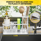 Cisily Sink Caddy Sponge Holder - Stainless Steel Rustproof, High Brush Holder, Dish Sponge Organizer with Divider (White) - color: White, size: 9.25″