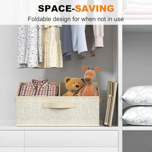Closet Storage Bins 6 Pack, Large Closet Organizer Baskets with Divider & Handles,Trapezoid Fabric Shelf Organizers, Collapsible Storage Cubes for Clothes, Towels, Toys - Beige - color: Beige