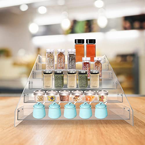 WUIVIUT Spice Rack Organizer For Cabinet, Acrylic Tier Spice Shelf Can Storage Organizer for Kitchen Pantry Countertop - size: 6 Tier - inner width 2''