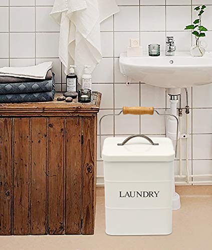Laundry Powder Bin, Washing Powder Storage Tin with Scoop, Airtight Lid & Handles, Laundry Detergent Powder Storage Box - Perfect for Holding Pods Tablets Capsules Powder Detergent-White - color: White
