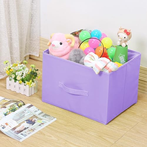 EBIGIC Purple Cube Storage Bins 9.0"x7.5"x7.5" Mini Size Fabirc Foldable Closet Toy Organizer Collapsible Cloth - color: Purple 1Pack, size: 9”x 7.5”x 7.5”