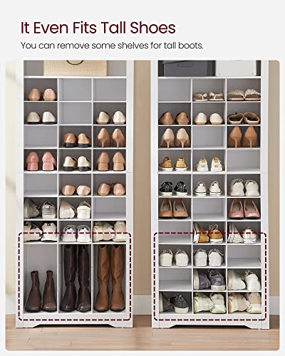 VASAGLE Shoe Storage Cabinet, 10 Tier Shoe Rack Organizer, Holds Up to 30 Pairs of Shoes, for Entryway Bedroom, 12.6 x 24.8 x 73.6 Inches, White ULBS273T14 - color: White, size: 12.6"D x 24.8"W x 73.6"H