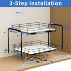 BOIVSHI 2-Tier Pull Out Spice Rack, Spice Rack Organizer, Pull Out Spice Racks for Inside Cabinets, Height Adjustable Heavy Duty Metal Basket for Inside Cabinet & Pantry (13.5''Wx10.5''Dx9.5''H) - size: 2 Tier,13.5''Wx10.5''Dx9.5''H