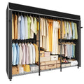 ULIFHOME E14C Pro Heavy Duty Closet Organizer System，Freestanding Clothing Racks for Hanging Clothes，Adjustable Garment Rack 70.1"W × 16.6"D × 76.4"H Hold 960 lbs，Black Rack with Black Dustproof Cover - color: Black Rack With Black Cover