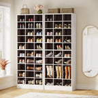 Tribesigns 10-Tier Shoe Storage Cabinet, White and Brown Wooden Shoe Rack with 30 Cubbies, Freestanding Tall Entryway Shoe Organizer for Closet, Entryway, Living Room - color: White & Brown