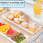US Acrylic White Plastic Serving Trays (Set of 4) 15” x 5” | Narrow Unbreakable Reusable Rectangular Party Platters | Serve Appetizers, Fruit, Veggies, & Desserts | BPA-Free & Made in USA - color: White, size: 15" x 5"