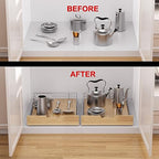 Sikarou Pull Out Cabinet Organizer,Heavy-Duty Slide Out Shelf, Wood And Wire Basket, Pull Out Drawer for for Kitchen Under Sink Space, Pantry, Bathroom (20 * 21 WM) - size: 1-TIE 20*21 WM