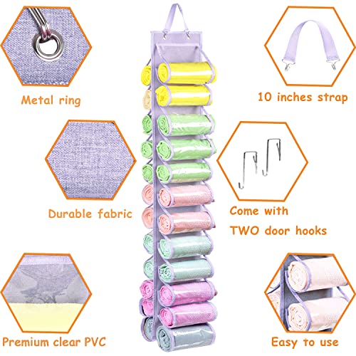 Legging Storage Bag Storage Hanger Can Holds 24 Leggings or Shirts Jeans Compartment Storage Hanger, Foldable Leggings Organizer Clothes Portable Closets Roll Holder (Light Purple) - color: Light Purple