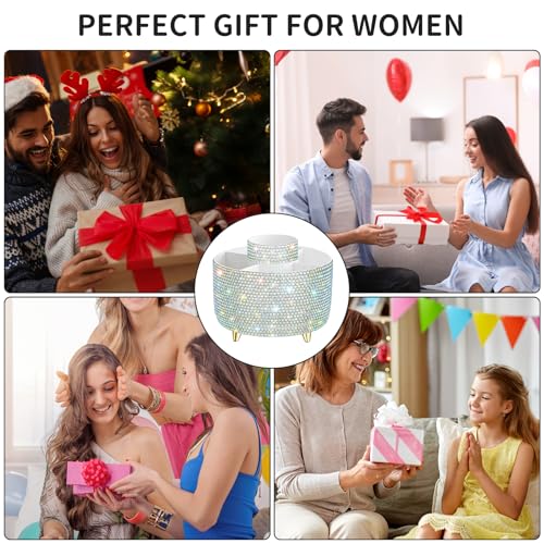fanado Bling 360° Rotate Makeup Brush Holder Organizer, Makeup Organizers Countertop, Makeup organization and Skincare Storage for Vanity, Gift for Women Girls (Bling dz-White AB) - color: Bling dz-White AB