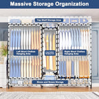 Ulif E12C Pro Heavy Duty Closet Organizer System，Freestanding Clothing Rack, Adjustable Garment Rack 71" W x 16" D x 76.5" H Holds 960 lbs, Black Rack with Black Dustproof Cover - color: Black Rack With Black Cover, size: E12C Pro