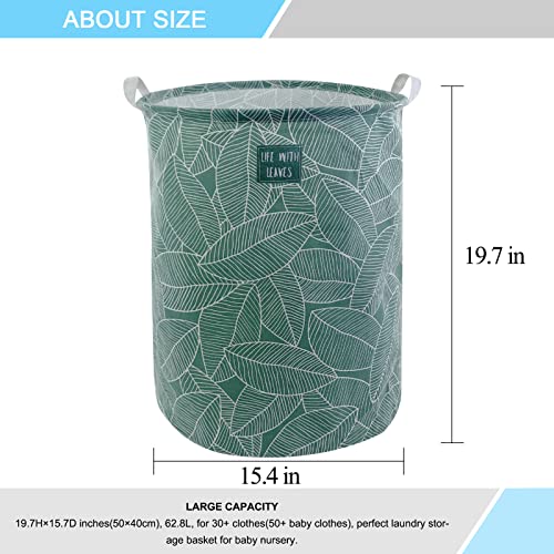 Mziart Large Foldable Laundry Basket Organizer, Collapsible Laundry Hamper Fabric Clothes Toy Storage Basket Nursery Hamper Storage Bin for Household Bedroom, Bathroom, College Dorm (Big White Leaf) - color: Big White Leaf