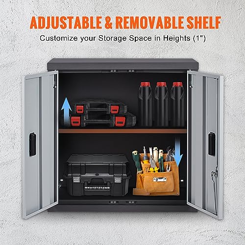 VEVOR Foldable Wall Cabinet, Metal Garage Locker Mounted 26" Small Tool Chest 240 LBS Loading Capacity Adjustable Shelf Magnetic Door File for Warehouse Office Home Black - style: Foldable 26"