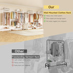 ONBRILL L7 Wall Mounted Industrial Pipe Clothing Rack – Heavy Duty Modular Closet System with 9 Hanging Rods ( 6 Expandable) & 10 Adjustable Shelves, Corner Garment Rack, Large Wardrobe - White - color: White