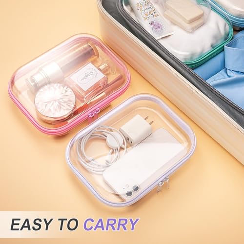 Sanwuta 6 Pcs Clear Hard Zipper Case Plastic Zipper Pouches Transparent Makeup Bag Pencil Case Pouches Toiletry Diaper Bag for Travel Toy Storage Organizer Bins(Assorted Color,7.87 x 5.9 x 2 Inch) - color: Assorted Color, size: 7.87 x 5.9 x 2 Inch