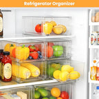 2 Pack Stackable Storage Drawers,Plastic Organizers Bins, Drawers Storage with Handles and Movable Dividers for Organization and Storage in Fridge,Bathroom, Pantry, Kitchen Cabinets, Under Sink - size: 2Pack 4.4"H-with Dividers