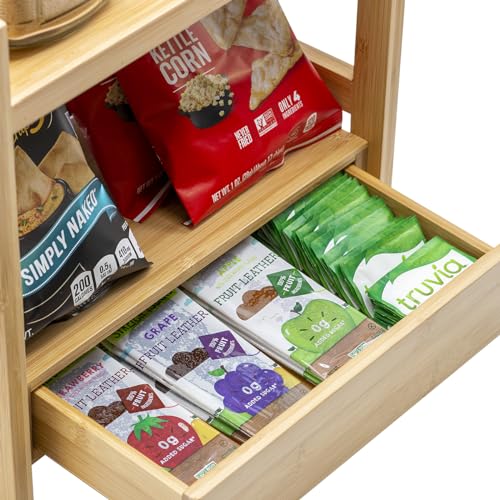 Sorbus Bamboo Bathroom Counter Organizer – 2-Tier Shelf with Hidden Drawer for Vanity, Matcha Station, Bathroom Sink Organizer Countertop, Kitchen & Office Storage (13″ L x 6.5″ W x 12.6″ H) - color: Natural Bamboo, size: 13" x 6.5" x 12.6"