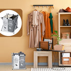Wonderjune Foldable Disposable Shoe Cover Box Dispenser Fabric Storage Bin Holder with Used Shoe Covers and Welcome Please or Remove Sign for Open House Supplies(Gray, Beige) - color: Gray, Beige