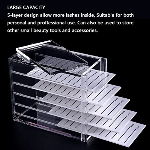 Lash Organizers and Storage, Small 5-Layer Lash Trays for Lash Extensions,Transparent lash tray Organizer, Eyelash Storage Box. - color: Clear