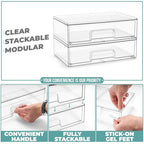 Sorbus Acrylic Storage Containers - 2 Pack, Stackable Storage Bins Set for Bathroom Organization - Clear Acrylic Drawer Organizers - Makeup Case Pull-Out Drawers (12.1’’ Wide) - size: 2 Pack, 12.1’’ Wide