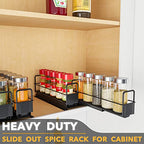 SpaceAid Pull Out Spice Rack Organizer for Cabinet, Heavy Duty Slide Out Seasoning Kitchen Organizer, Cabinet Organizer, with Labels, 5.2" W x10.8 D x4 H, 2 Drawers 1-Tier - style: Two 2"W Drawers, 1-Tier