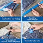 6 Pack Jumbo Vacuum Storage Bags for Comforters, Blankets & Clothes – Vacuum Sealed Compression Bags with Hand Pump – Space Saver Storage Bags for Bedding, Moving, Travel & Organization - size: 6 Jumbo Bags