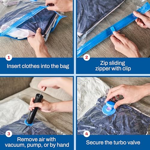 10 Pack Small Vacuum Storage Bags for Comforters, Blankets & Clothes – Vacuum Sealed Compression Bags with Hand Pump – Space Saver Storage Bags for Bedding, Moving, Travel & Organization - size: 10 Small Bags