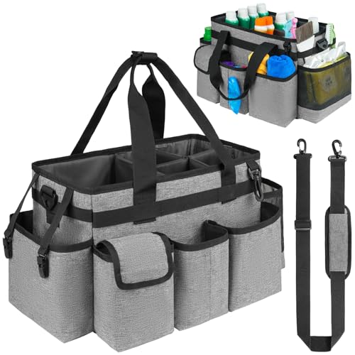 Cleaning Caddy,Cleaning Bag for Housekeepers,Cleaning Supplies Organizer with Handle,Gray - color: Grey, size: Medium
