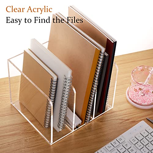 Magazine Holder, Clear Acrylic Magazine Rack, File Organizer for Office Desk, Book Organizer,-One-Piece-3 Vertical spaces,1 pack (B5)…… - style: 3 slots-B5