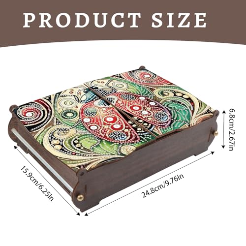 antor DIY Diamond Painting Wooden Storage Box, Ladybug Creative Special Shaped Rhinestone Art Flip Cover Decorative Money Box, Handmade Art Desktop Decorations Gift for Adults - color: Ladybug