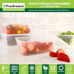 Freshware Food Storage Containers [50 Set] 34 oz Plastic Deli Containers with Lids, Slime, Soup, Meal Prep Containers, BPA Free, Stackable, Leakproof, Microwave, Dishwasher and Freezer Safe - size: 34 oz - 50 Set