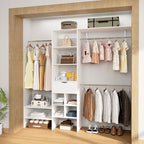 8ft Closet System with Drawers, 99 Inches Walk in Closet Organizer System with 3 Hanging Rods, Adjustable Built in Closets Systems, Sturdy Closets Insert, Easy Assembly, Max Load 1000 Lbs, White