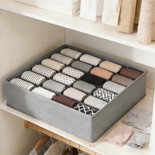 Sock Organizer Drawer Organizer,24 Compartment Foldable Storage,Closet Dividers for Underwear, Socks, Bras, Scarves, Ties, Grizzly - color: Grizzly