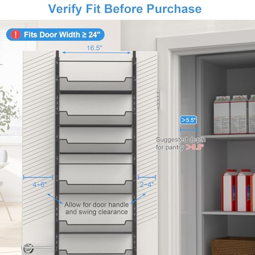 VyGrow Over the Door Pantry Organizer, 8-Tier Over the Door Organizer with Adjustable Basket, Pantry Door Organization for Pantry Kitchen Storage Room Spice Rack, Black - color: Black, size: 16.5"W 8-Tier