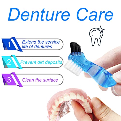 Colorful Denture Bath Case with Brush, Denture Cup Soaking Holder False Teeth Container Mouth Guard Storage Case Cleaning with Lid Waterproof - Purple - color: Purple