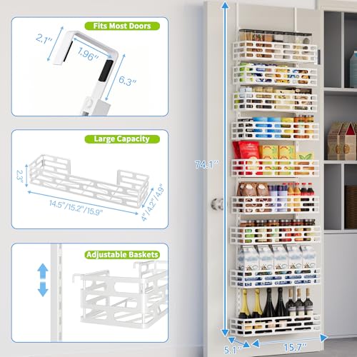 Over the Door Pantry Organizer, Over The Door Pantry Organizer Rack and Storage, 9 Tier Metal Hanging Spice Rack Shelves Door, Home & Kitchen Essentials, White - color: WhiteOpenwork, size: 9-Tier