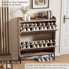 Nicetree Shoe Cabinet with 2 Flip Drawers，Freestanding Shoe Storage Cabinet, Narrow Shoe Organizer Cabinet, Farmhouse Slim Shoe Rack Cabinet for Entryway,Toasted Oak - color: Toasted Oak, style: 2-Drawers