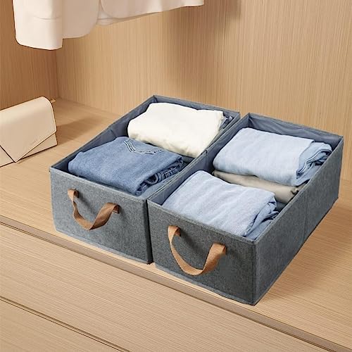 Fordonral Pack of 3 Large Capacity Storage Bins Closet Organizer System, Sturdy Foldable Storage Boxes for Organizing Clothing, Sheets, Toys, Books - Shelf Organizer Shelves Basket Storage Bin - color: Gray