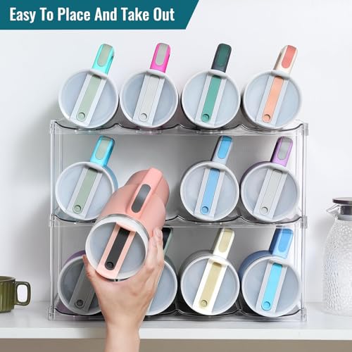 Design for Stanley 40 OZ & Large Bottles & Tumblers with Handle - Acrylic Water Bottle Organizer - Stackable Clear Wine Rack Cup Holder for Home Kitchen Pantry Shelf Countertop Cabinet, 3 Tier Hold 12 - size: 3 Tier for 12