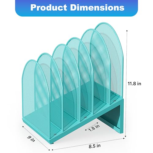 gianotter Desktop File Organizer, Desk Organizer with 5 Compartments, Paper Organizer for Desk, Workspace Organizers for Office Supplies (Blue, Inclined Style) - color: Blue, size: Inclined Style